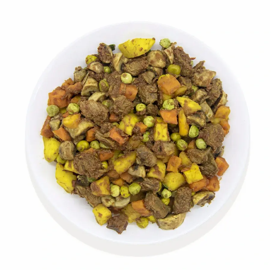 خوراک گوشت با سیب زمینی و قارچ آف‌کوک